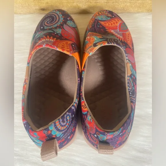 GOKIA Galsang sz 7 Blossom Colorful Canvas Slip On Womens Travel Walking Shoes