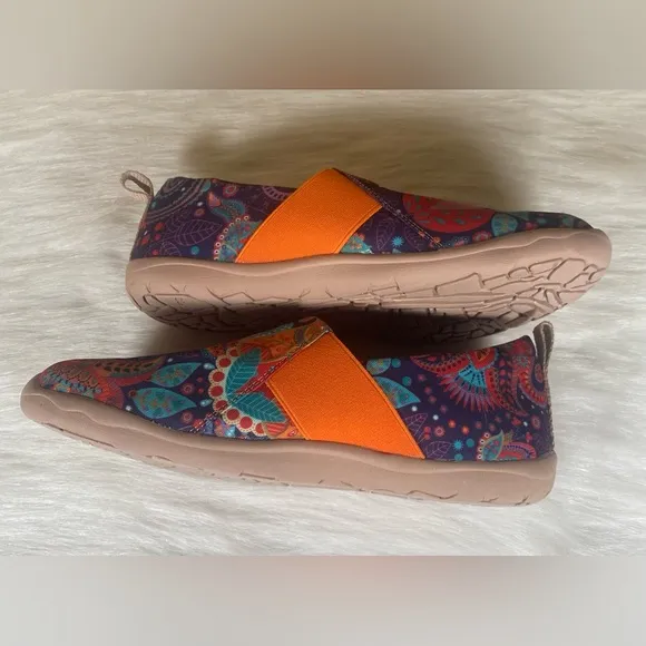 GOKIA Galsang sz 7 Blossom Colorful Canvas Slip On Womens Travel Walking Shoes