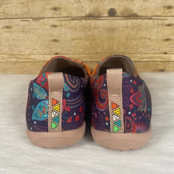 GOKIA Galsang sz 7 Blossom Colorful Canvas Slip On Womens Travel Walking Shoes
