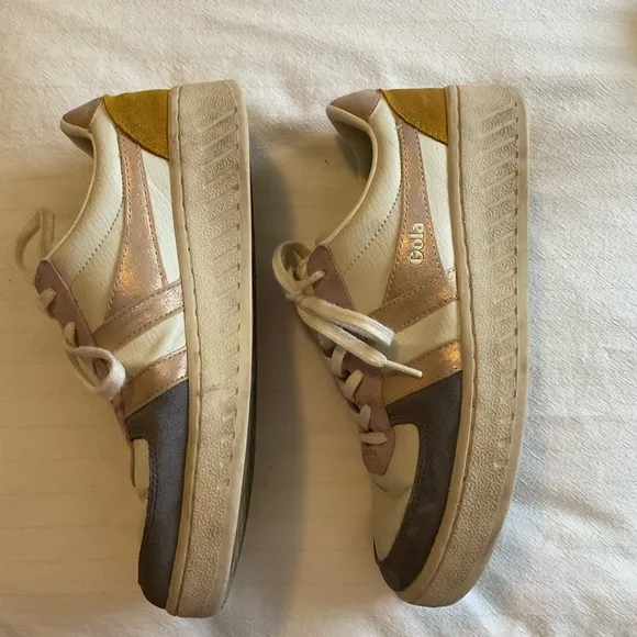 Gola Classics Women's Grandslam Quadrant Sneakers 8 Off White/Ash/Rose Gold/Sun