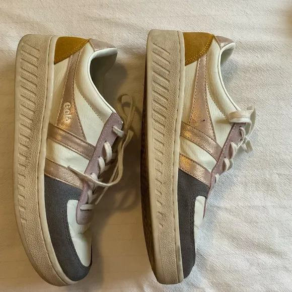 Gola Classics Women's Grandslam Quadrant Sneakers 8 Off White/Ash/Rose Gold/Sun