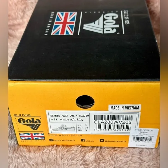 Gola Tennis Mark Cox Sneakers Off White/Lilac Size 5