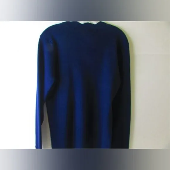 Golbary Navy &amp; White Wave Open Lattice Sweater Knit Tunic Top  Size L  N…