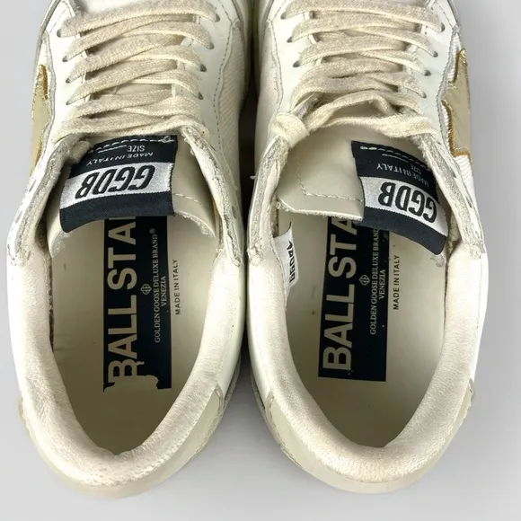 GOLDEN GOOSE Ball Star Canvas and Leather Bronze Metallic Sneakers US6 EU36