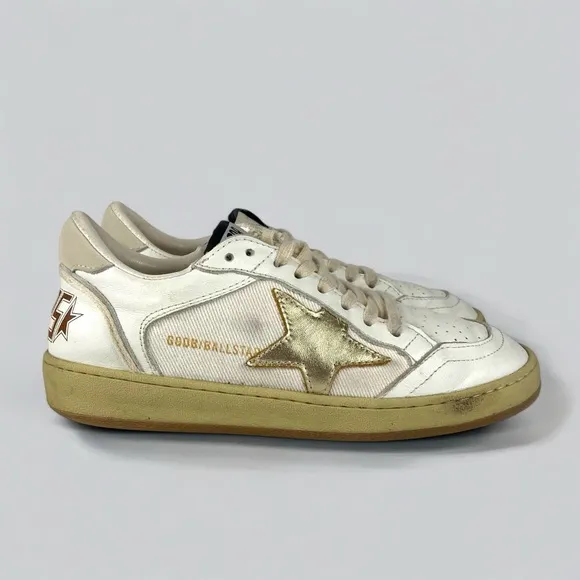 GOLDEN GOOSE Ball Star Canvas and Leather Bronze Metallic Sneakers US6 EU36