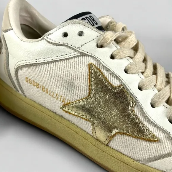 GOLDEN GOOSE Ball Star Canvas and Leather Bronze Metallic Sneakers US6 EU36