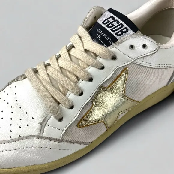 GOLDEN GOOSE Ball Star Canvas and Leather Bronze Metallic Sneakers US6 EU36