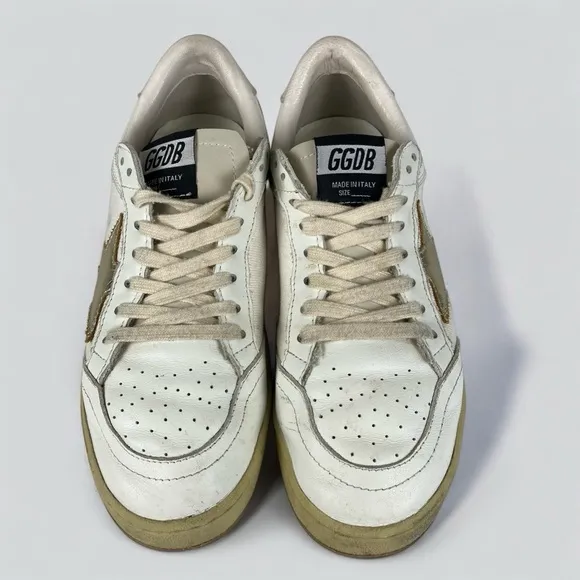GOLDEN GOOSE Ball Star Canvas and Leather Bronze Metallic Sneakers US6 EU36