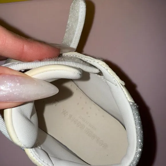 GOLDEN GOOSE SNEAKER size 21 (EU) US Toddler size 5 COLOR WHITE/SILVER