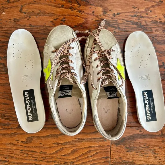 Golden Goose Superstar Fluo Star Canvas/Leather and Leopard Lace Euro 39