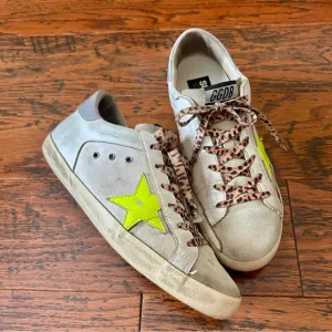 Golden Goose Superstar Fluo Star Canvas/Leather and Leopard Lace Euro 39