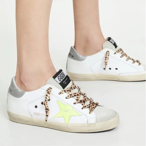 Golden Goose Superstar Fluo Star Canvas/Leather and Leopard Lace Euro 39