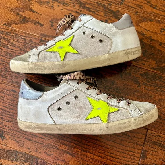 Golden Goose Superstar Fluo Star Canvas/Leather and Leopard Lace Euro 39