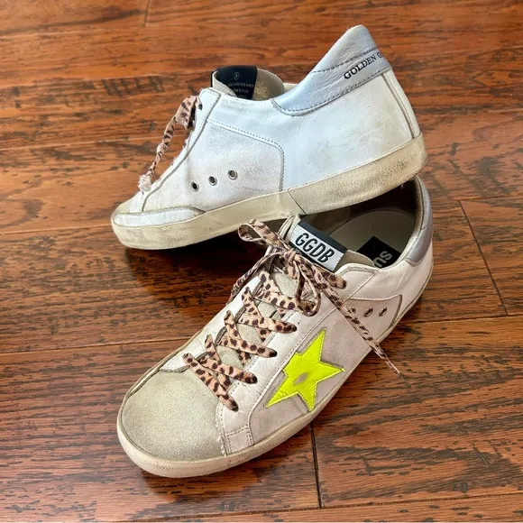 Golden Goose Superstar Fluo Star Canvas/Leather and Leopard Lace Euro 39