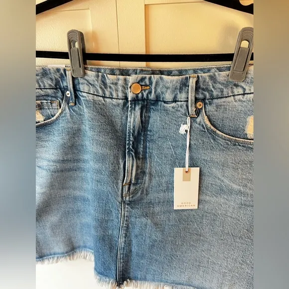 Good American Denim Women’s NWT Jean Good Waist Mini Skirt‎ Size 15