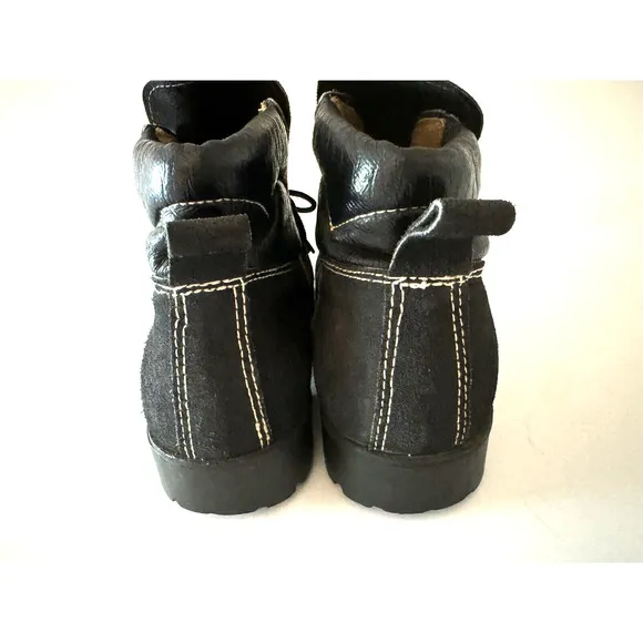 Gran Sasso Fashion Hiker Boots Women's 9M Black Suede Leather Lug Sole Italy