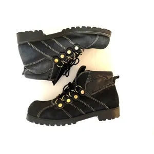 Gran Sasso Fashion Hiker Boots Women's 9M Black Suede Leather Lug Sole Italy