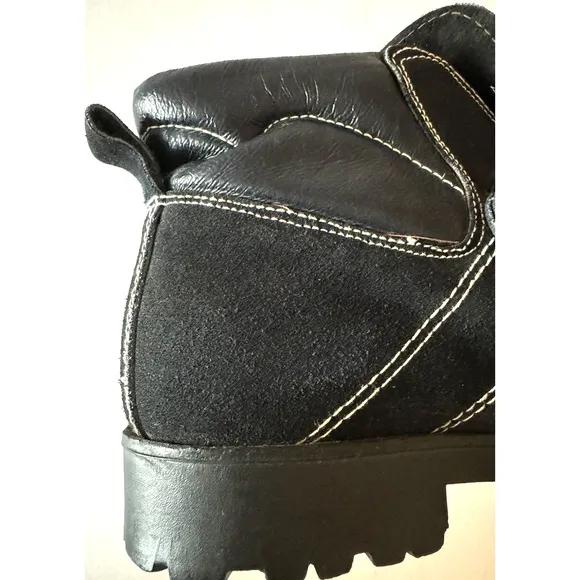 Gran Sasso Fashion Hiker Boots Women's 9M Black Suede Leather Lug Sole Italy