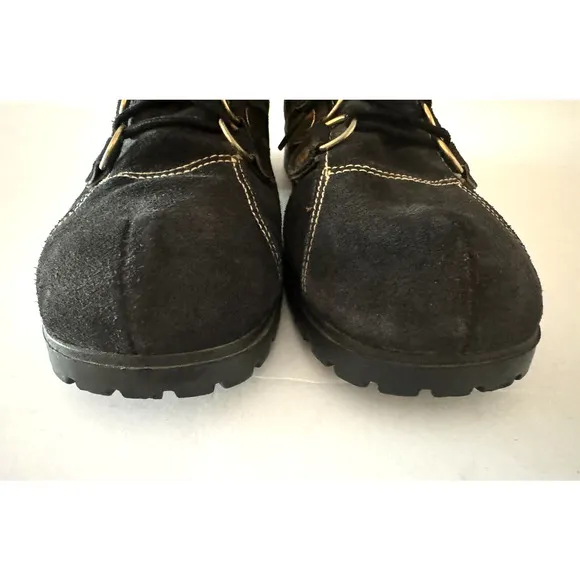 Gran Sasso Fashion Hiker Boots Women's 9M Black Suede Leather Lug Sole Italy