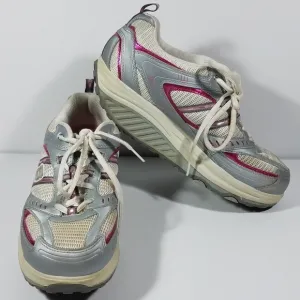 gray pink &amp; white Skechers ShapeUps size 9