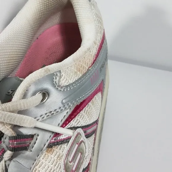 gray pink &amp; white Skechers ShapeUps size 9