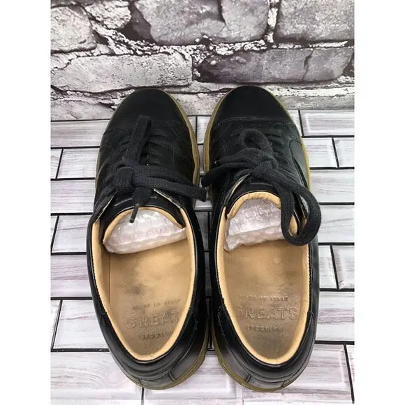 Greats All Black Leather Lace Up Casual Sneakers Shoes Men’s Sz 9.5M US/42.5EU