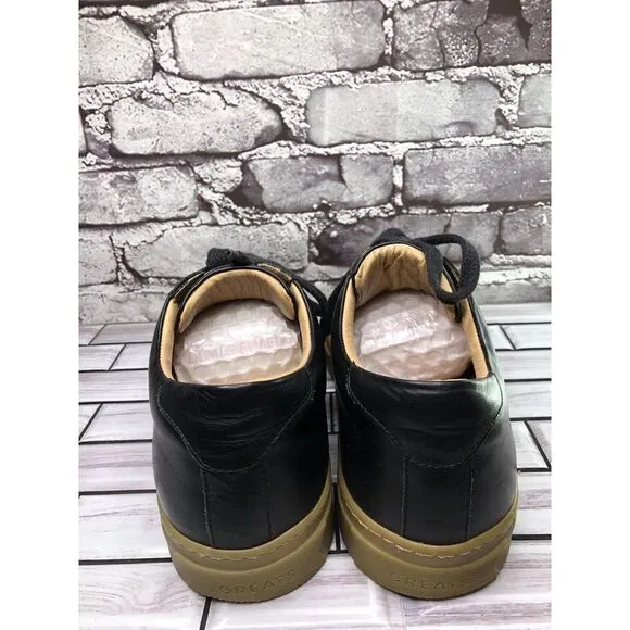 Greats All Black Leather Lace Up Casual Sneakers Shoes Men’s Sz 9.5M US/42.5EU
