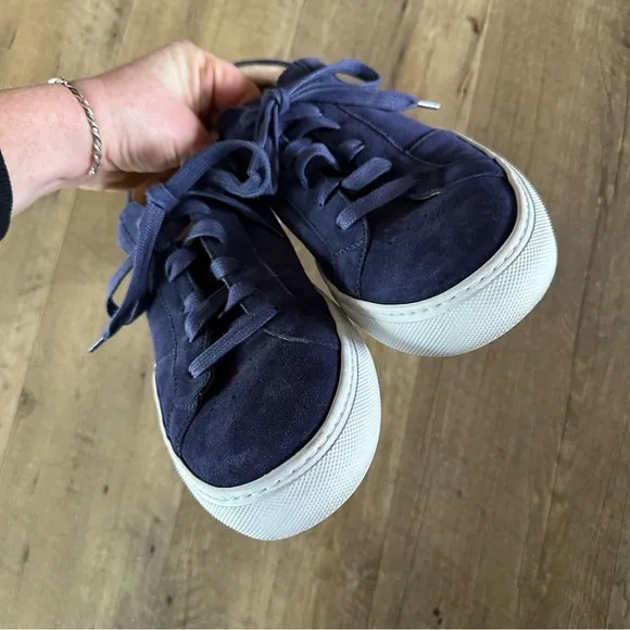 Greats Blue Suede Leather Low Sneakers