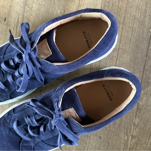 Greats Blue Suede Leather Low Sneakers