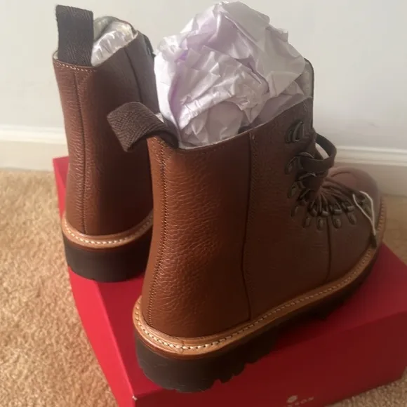 GRENSON Nanette Lace-Up Leather Hiking Boots - Tan Womens 8