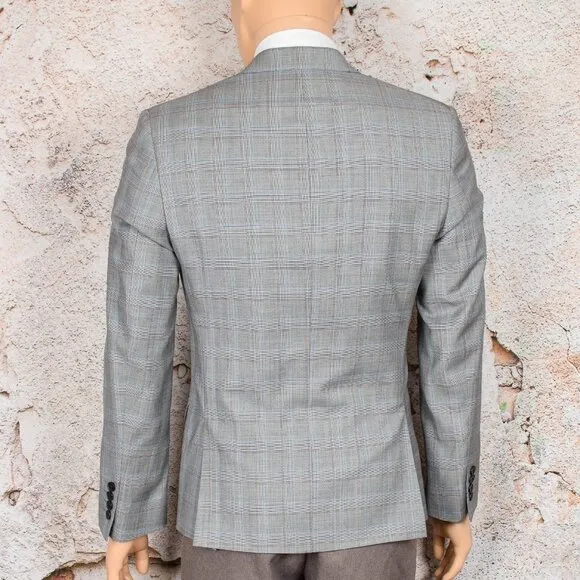 Grey Plaid BEN SHERMAN &quot;Camden&quot; Tailored Skinny Fit Blazer - 40R