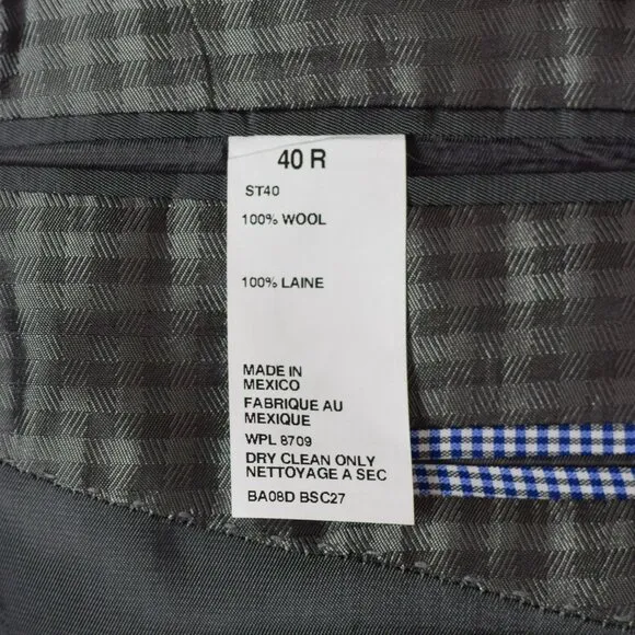 Grey Plaid BEN SHERMAN &quot;Camden&quot; Tailored Skinny Fit Blazer - 40R