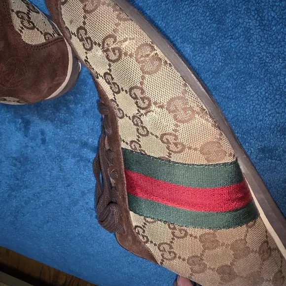 Gucci Brown and Tan Sneakers with Signature Monogram