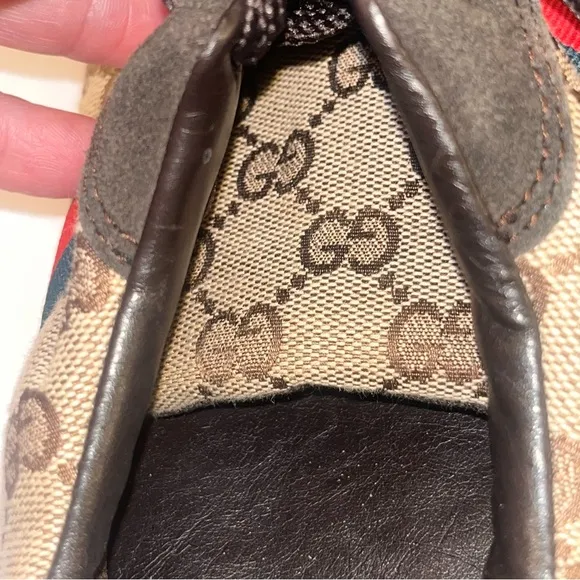GUCCI GG Suede Canvas Classic Web Low Top Sneaker Brown/Beige Men's 11