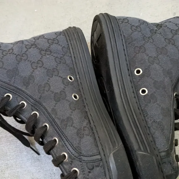 Gucci Monogram Sneakers Black Men 9.5 Canvas Leather