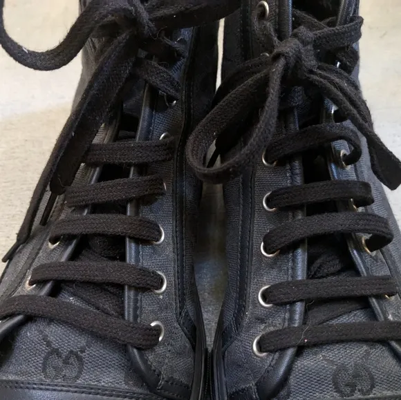Gucci Monogram Sneakers Black Men 9.5 Canvas Leather
