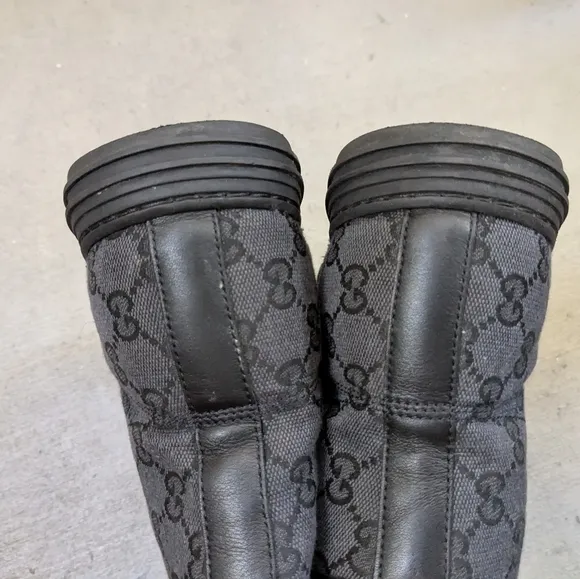 Gucci Monogram Sneakers Black Men 9.5 Canvas Leather