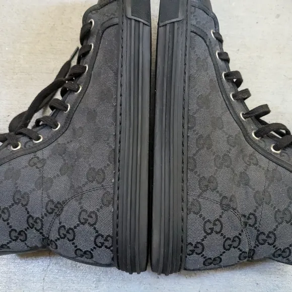 Gucci Monogram Sneakers Black Men 9.5 Canvas Leather