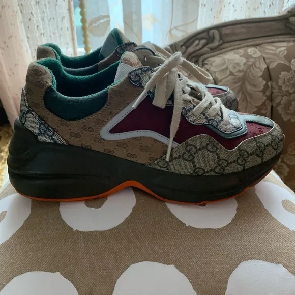 Gucci Red and Green Sneakers with Chunky Sole