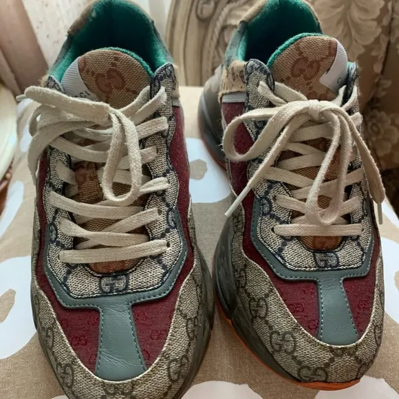 Gucci Red and Green Sneakers with Chunky Sole