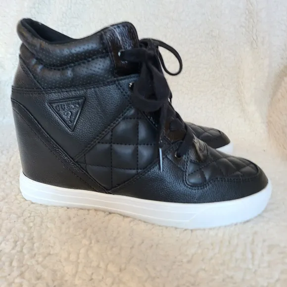 Guess - NWOT - hidden wedge black hi-top sneakers
