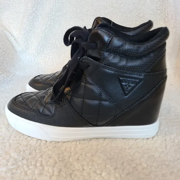 Guess - NWOT - hidden wedge black hi-top sneakers