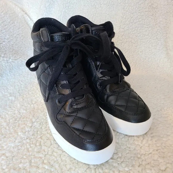 Guess - NWOT - hidden wedge black hi-top sneakers