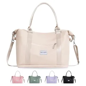 Gym Strap Bag and Excellent customer support BECOJADDE Expandable Separate Travel Detachable and Trolley with (Beige Bag L) Compartment Sleeve Cutting-edge software Shoe Wet Women Bag with