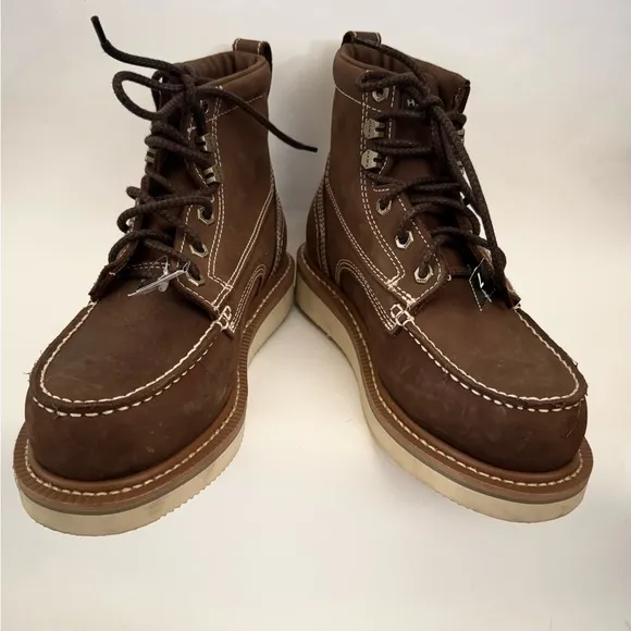 Hawx Men’s 6&quot; Grade Comp Moc Toe Work Boots, Brown Leather, Size 7D, NWT