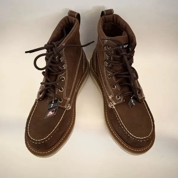 Hawx Men’s 6&quot; Grade Comp Moc Toe Work Boots, Brown Leather, Size 7D, NWT