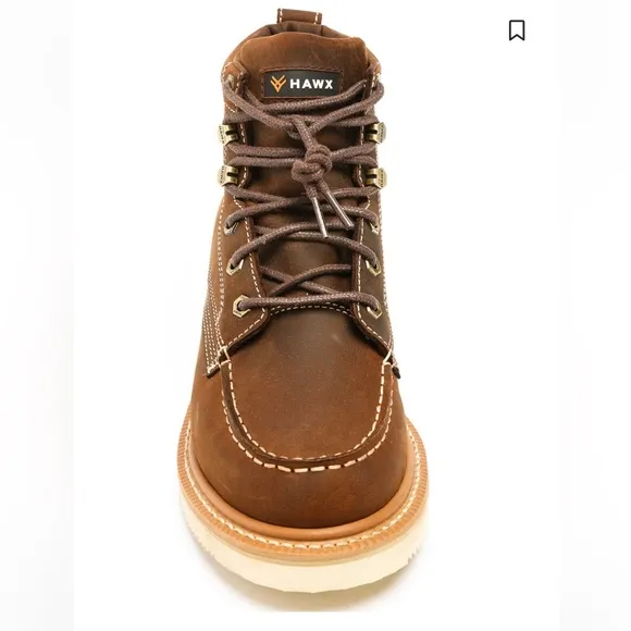 Hawx Men’s 6&quot; Grade Comp Moc Toe Work Boots, Brown Leather, Size 7D, NWT