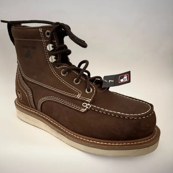 Hawx Men’s 6&quot; Grade Comp Moc Toe Work Boots, Brown Leather, Size 7D, NWT