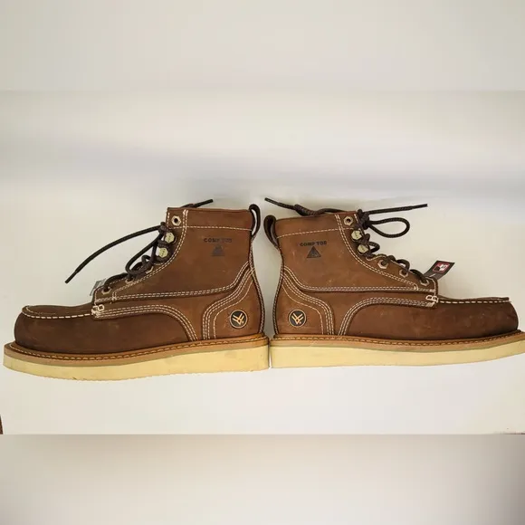 Hawx Men’s 6&quot; Grade Comp Moc Toe Work Boots, Brown Leather, Size 7D, NWT