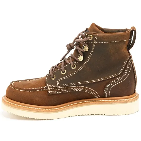 Hawx Men’s 6&quot; Grade Comp Moc Toe Work Boots, Brown Leather, Size 7D, NWT